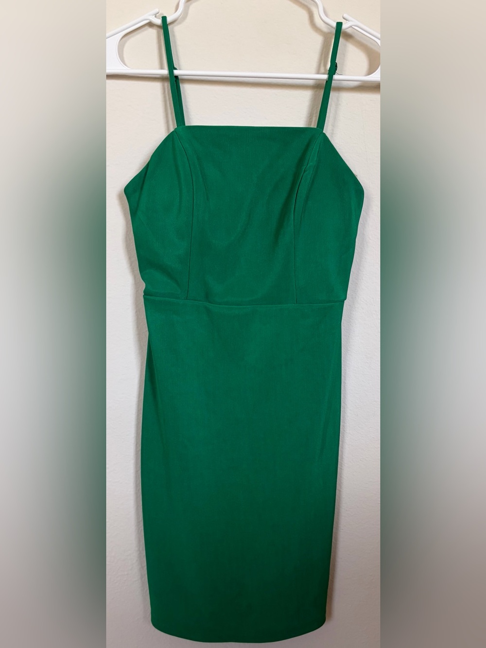 Crystal Doll Women’s Emerald Green Midi Sheath Dress With Built In Bra.
